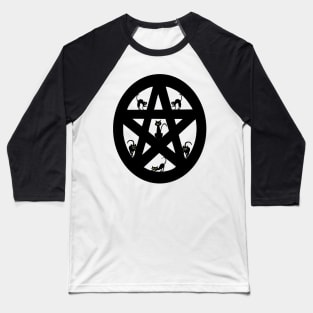 Black Cat Pentacle Baseball T-Shirt